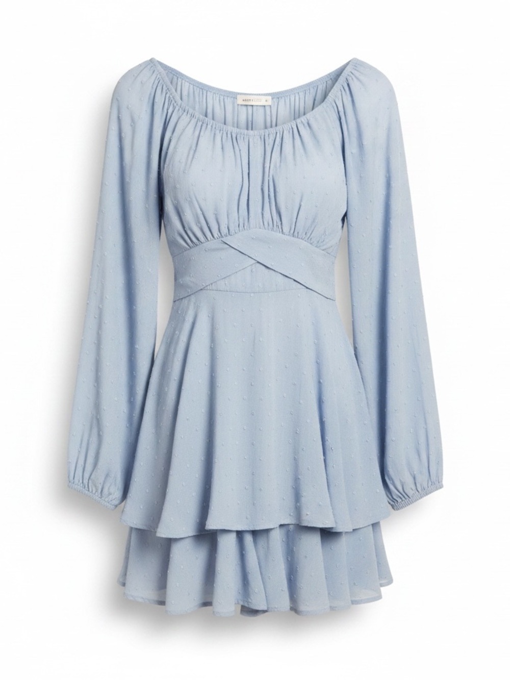 Altar'd State Lola Clip Dot Crossover Romper Mini Dress Light Blue M